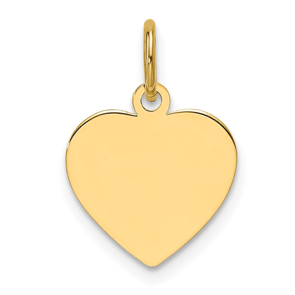 14K Yellow Gold Plain Engravable Heart Disc Charm