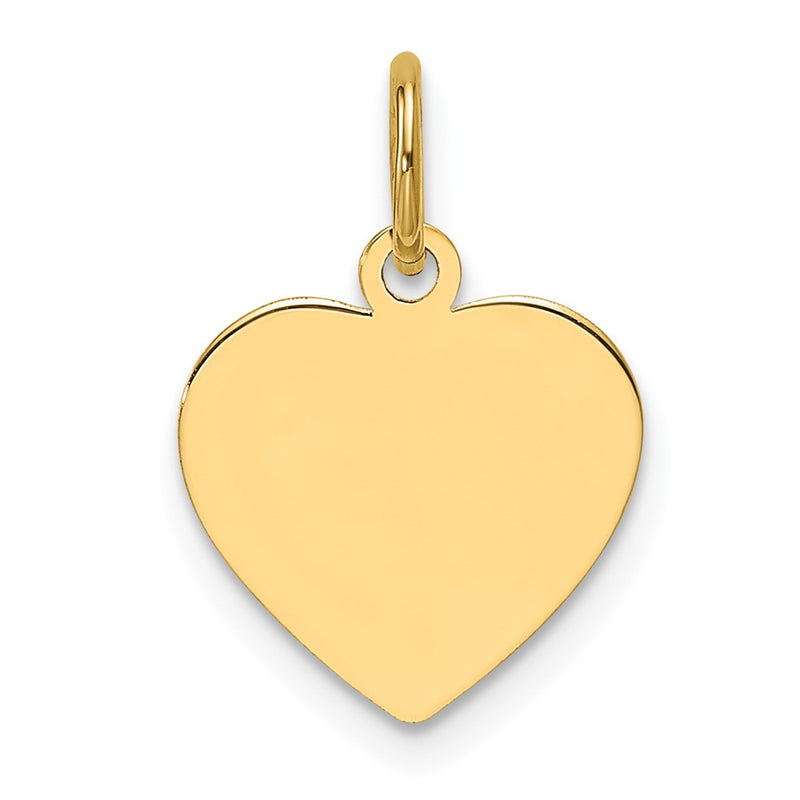14K Yellow Gold Plain Engravable Heart Disc Charm