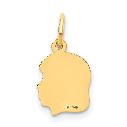 14k Yellow Gold 14k.011 Depth Engravable Girl Head Charm