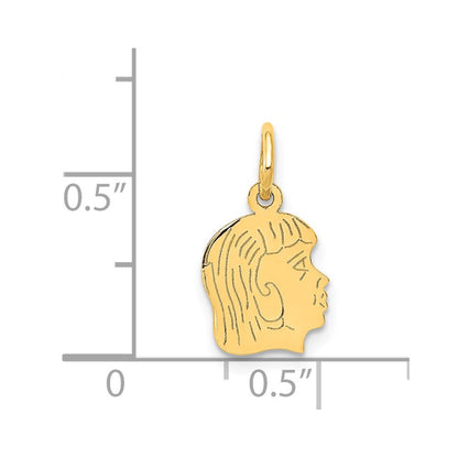 14k Yellow Gold 14k.011 Depth Engravable Girl Head Charm