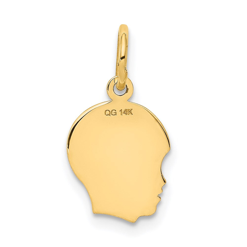 14k Yellow Gold 14k .018 Depth Engravable Boy Head Charm