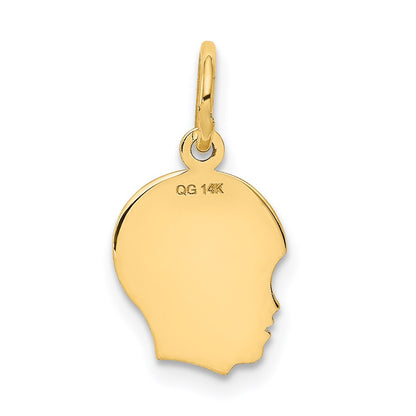 14k Yellow Gold 14k .018 Depth Engravable Boy Head Charm