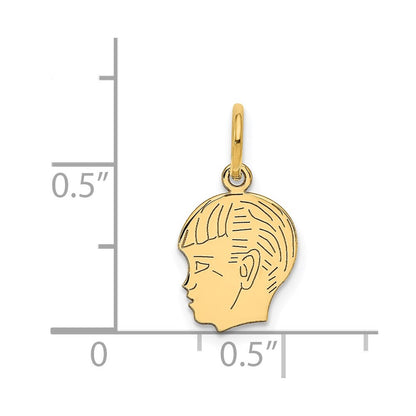14k Yellow Gold 14k .018 Depth Engravable Boy Head Charm