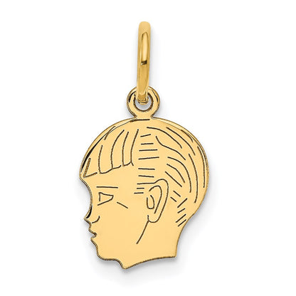 14k Yellow Gold 14k.013 Depth Engravable Boy Head Charm