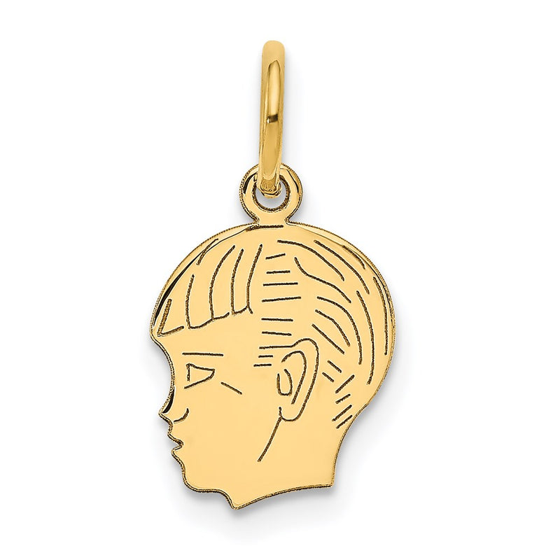 14k Yellow Gold 14k.013 Depth Engravable Boy Head Charm