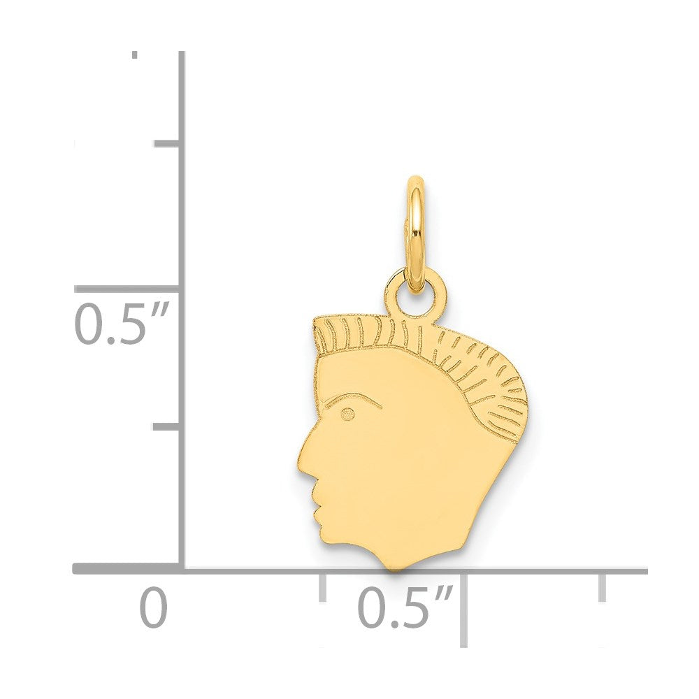 14k Yellow Gold 14k .013 Depth Engravable Boy Head Charm