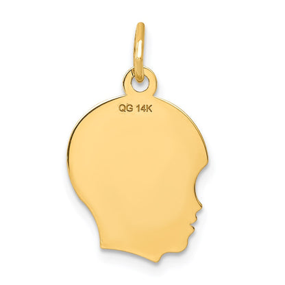14k Yellow Gold 14k .011 Depth Engravable Boy Head Charm