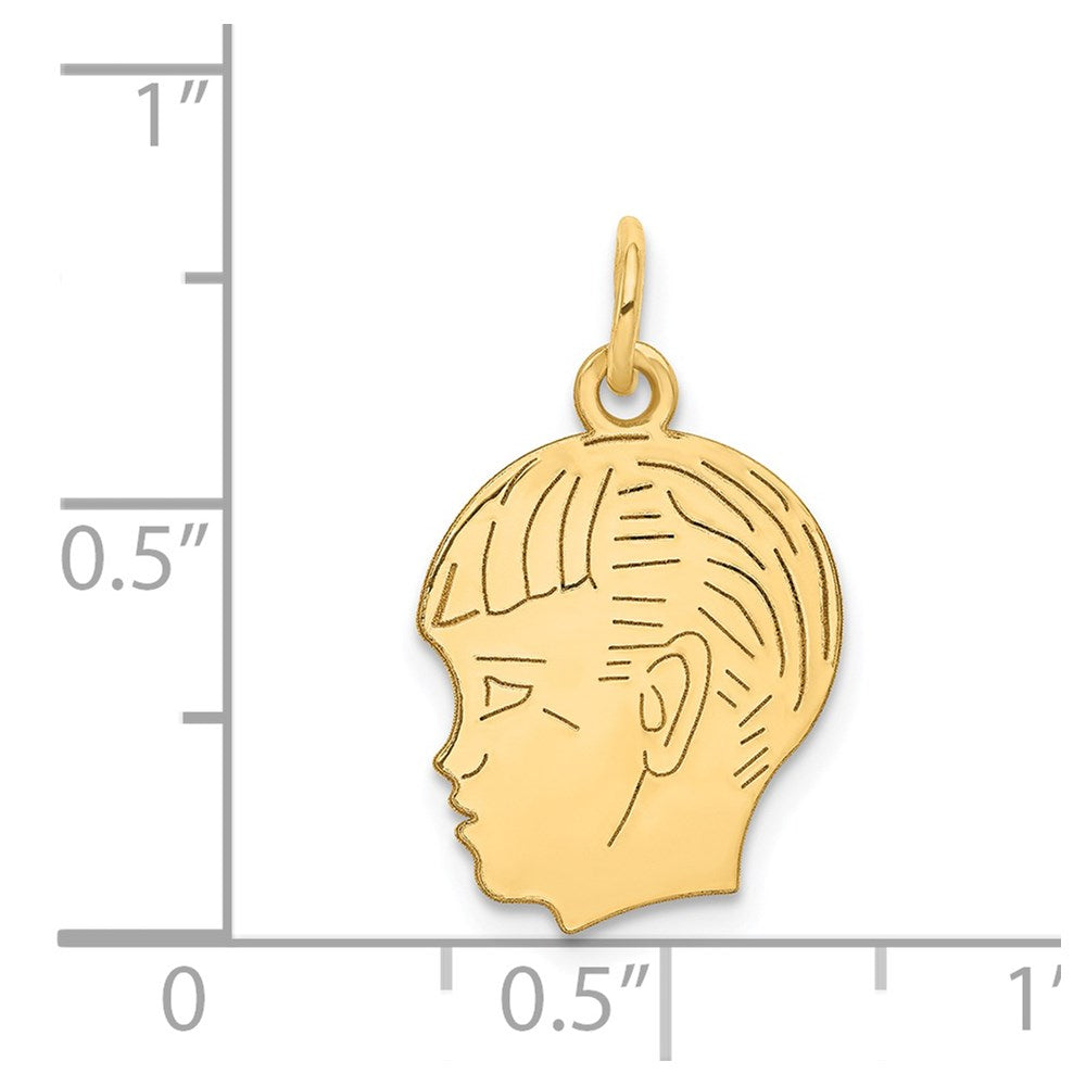 14k Yellow Gold 14k .011 Depth Engravable Boy Head Charm