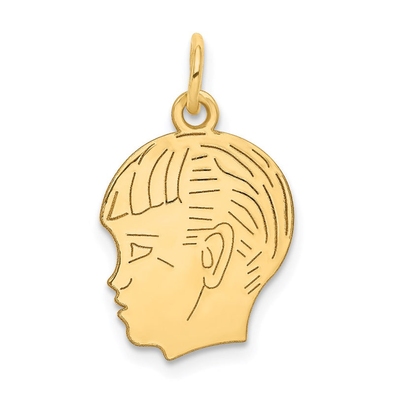 14k Yellow Gold 14k.011 Depth Engravable Boy Head Charm