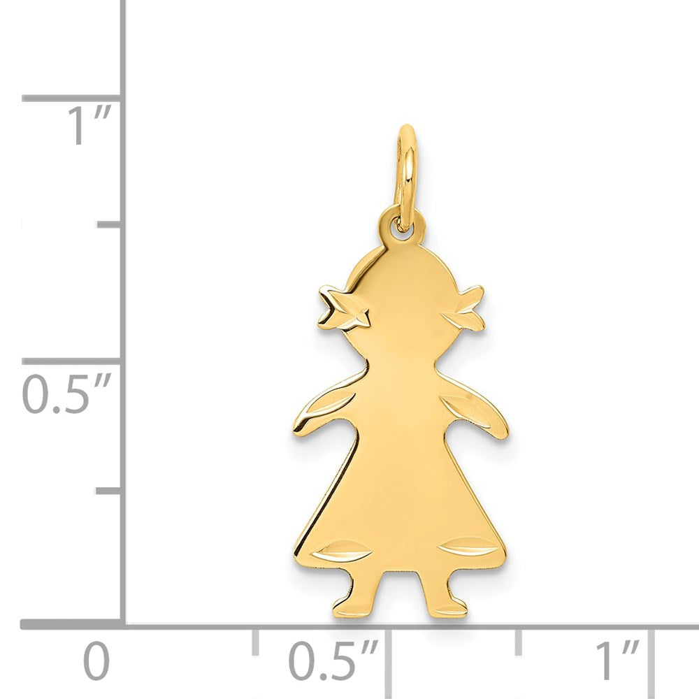 14k Yellow Gold 14k.011 Depth Engravable Girl Charm