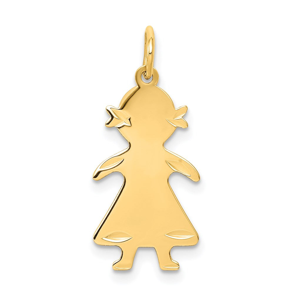 14k Yellow Gold 14k.011 Depth Engravable Girl Charm