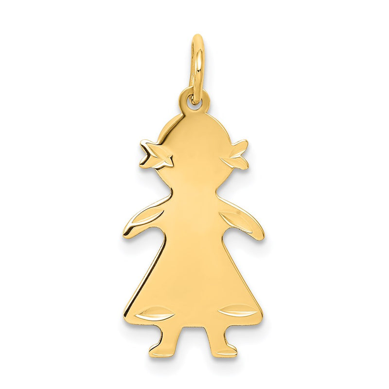 14k Yellow Gold 14k.011 Depth Engravable Girl Charm