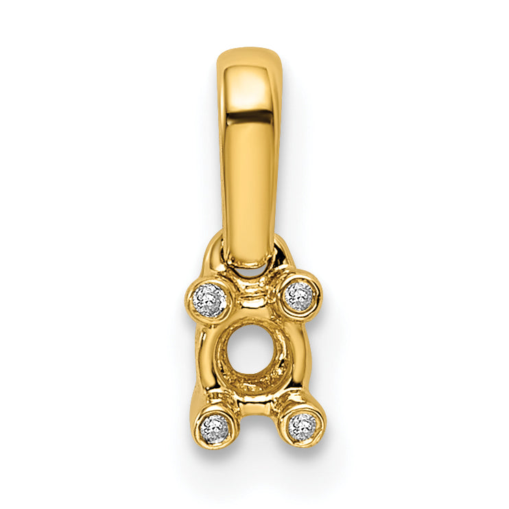 14k Yellow Gold Family Jewelry Diamond Semi-Set Pendant