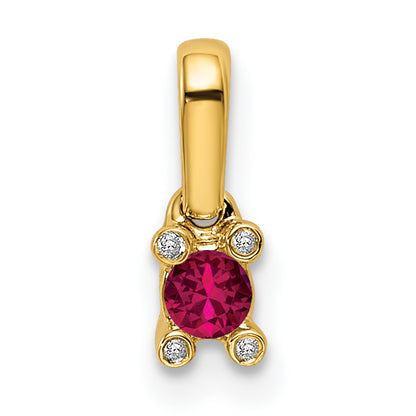 14k Yellow Gold Family Jewelry Diamond Semi-Set Pendant