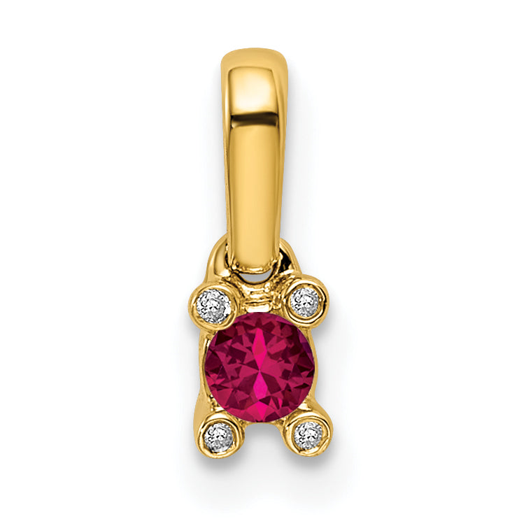 14k Yellow Gold Family Jewelry Diamond Semi-Set Pendant