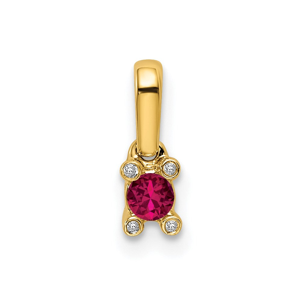 14K Yellow Gold Family Jewelry Geniune Stone & Diamond Set Pendant