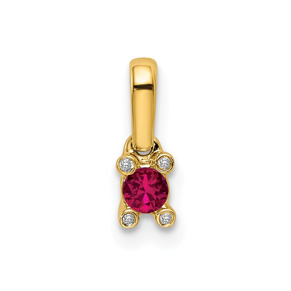 14K Yellow Gold Family Jewelry Geniune Stone & Diamond Set Pendant