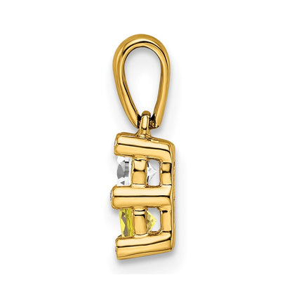 14K Yellow Gold Family Jewelry Geniune Stone & Diamond Set Pendant