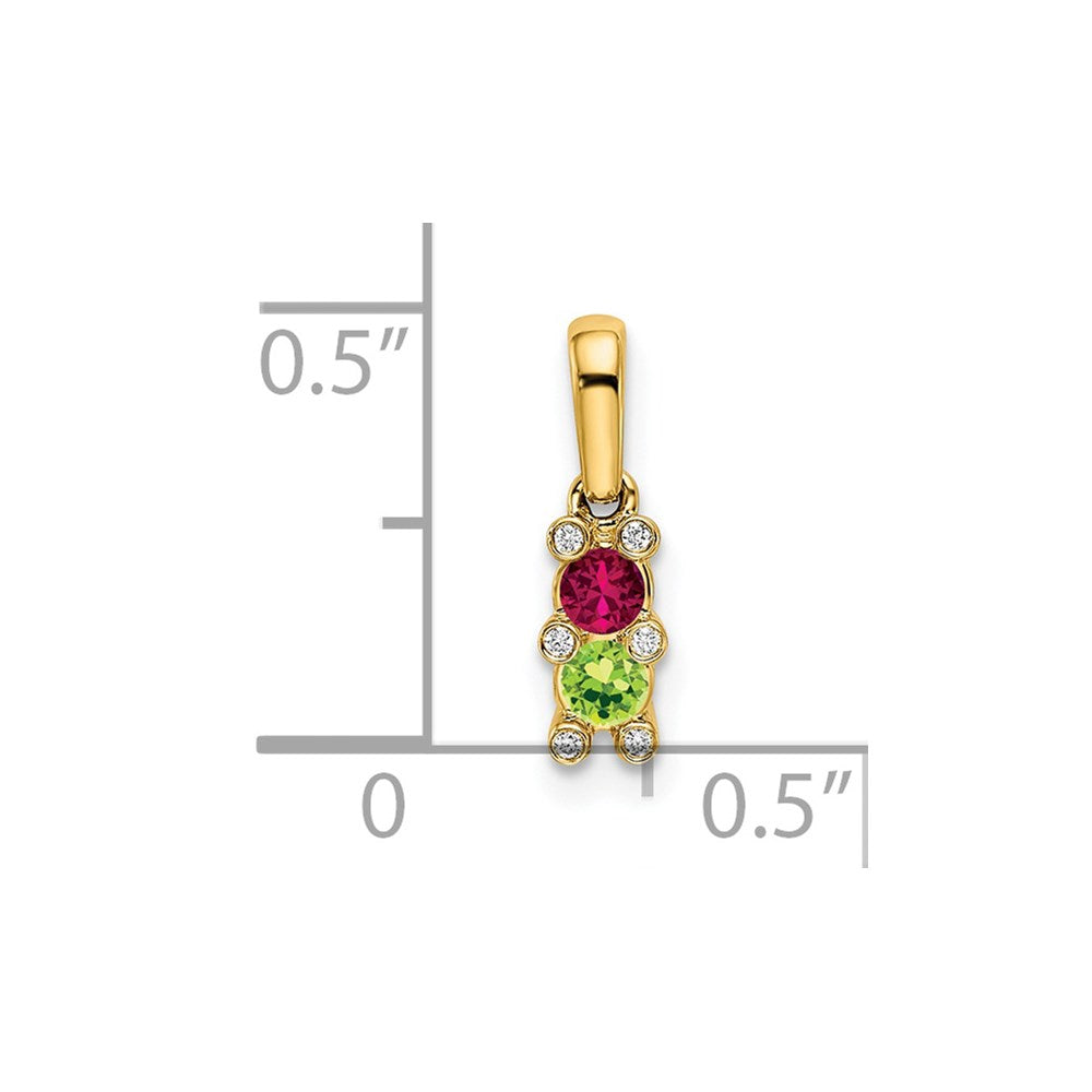 14K Yellow Gold Family Jewelry Synthetic Stone & Diamond Set Pendant