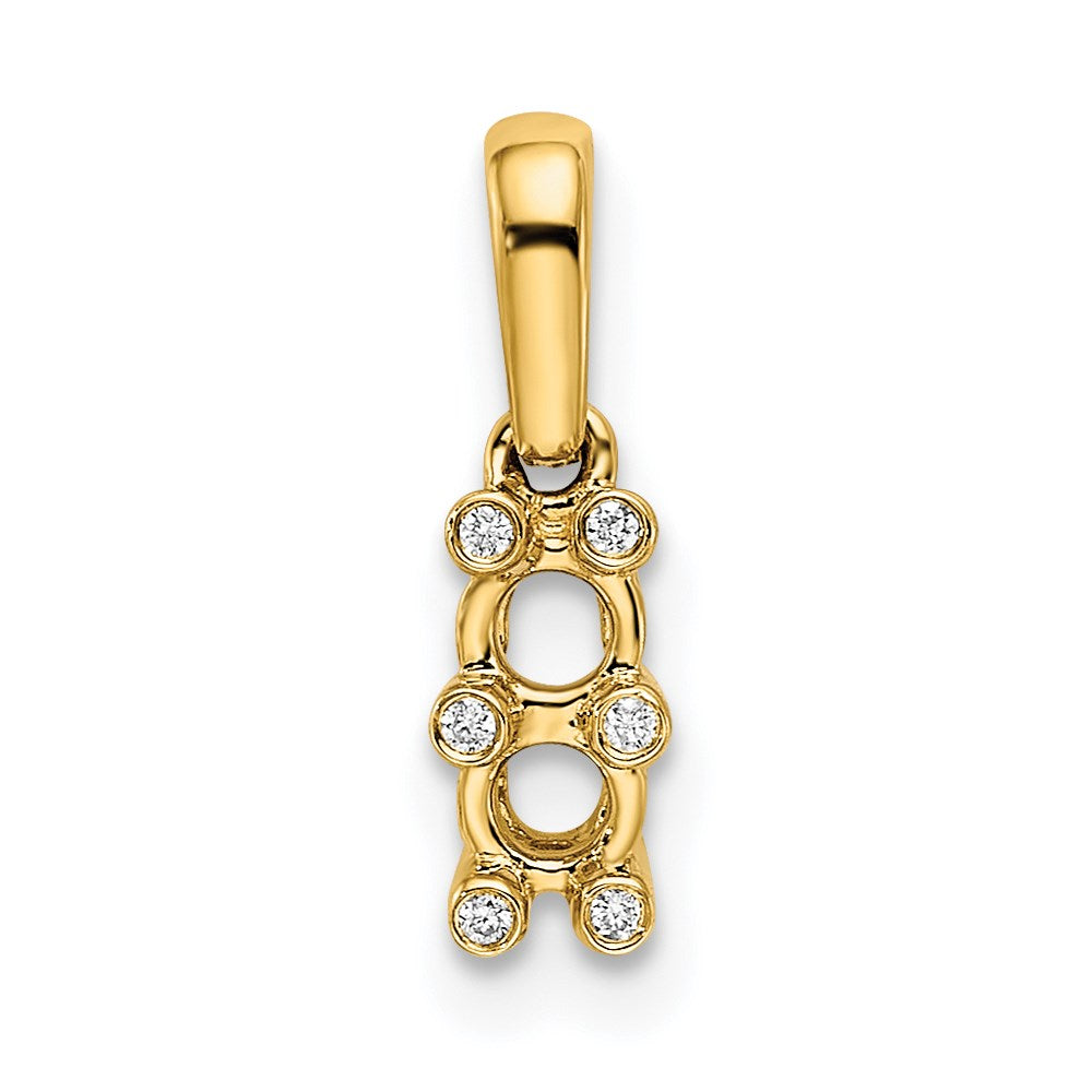 14K Yellow Gold Family Jewelry Synthetic Stone & Diamond Set Pendant