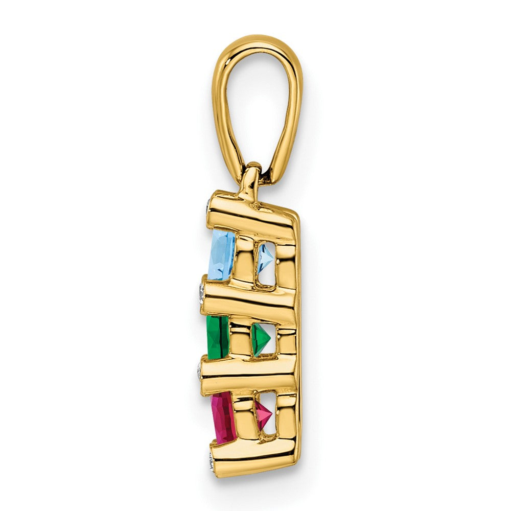 14K Yellow Gold Family Jewelry Synthetic Stone & Diamond Set Pendant
