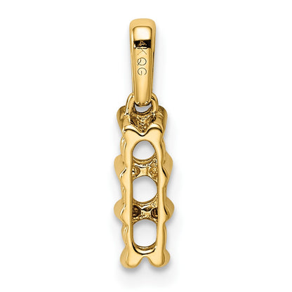 14K Yellow Gold Family Jewelry Geniune Stone & Diamond Set Pendant