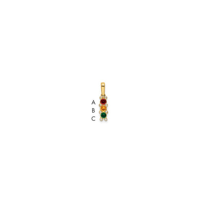 14K Yellow Gold Family Jewelry Synthetic Stone & Diamond Set Pendant