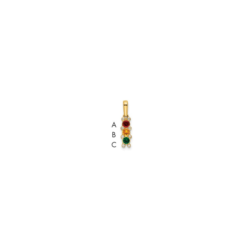 14K Yellow Gold Family Jewelry Geniune Stone & Diamond Set Pendant