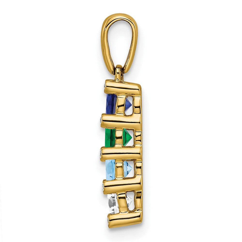 14K Yellow Gold Family Jewelry Geniune Stone & Diamond Set Pendant