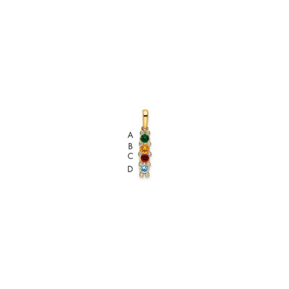 14K Yellow Gold Family Jewelry Synthetic Stone & Diamond Set Pendant