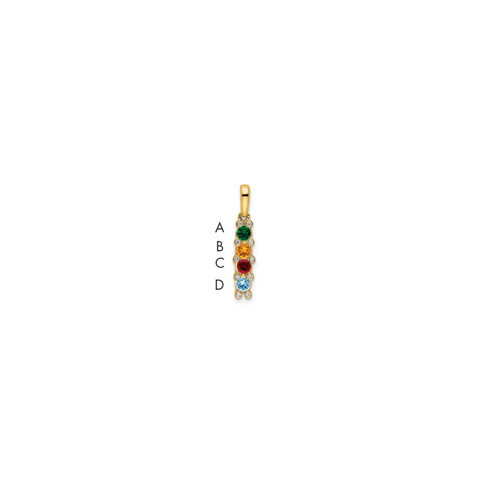 14K Yellow Gold Family Jewelry Geniune Stone & Diamond Set Pendant