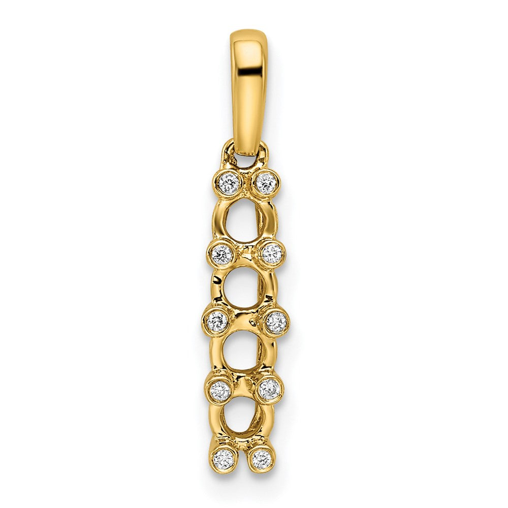 14K Yellow Gold Family Jewelry Geniune Stone & Diamond Set Pendant