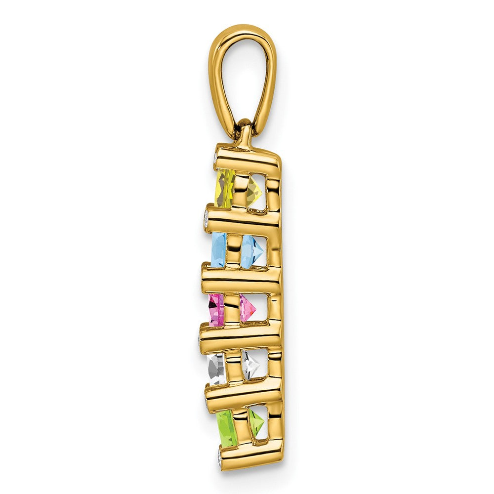 14K Yellow Gold Family Jewelry Geniune Stone & Diamond Set Pendant