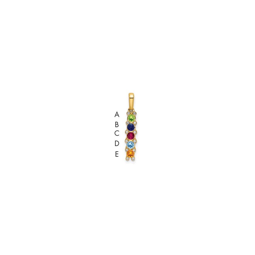 14K Yellow Gold Family Jewelry Geniune Stone & Diamond Set Pendant