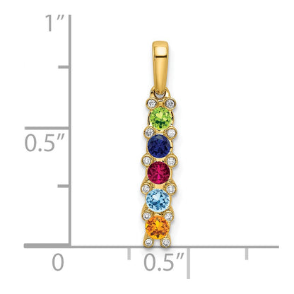 14K Yellow Gold Family Jewelry Synthetic Stone & Diamond Set Pendant