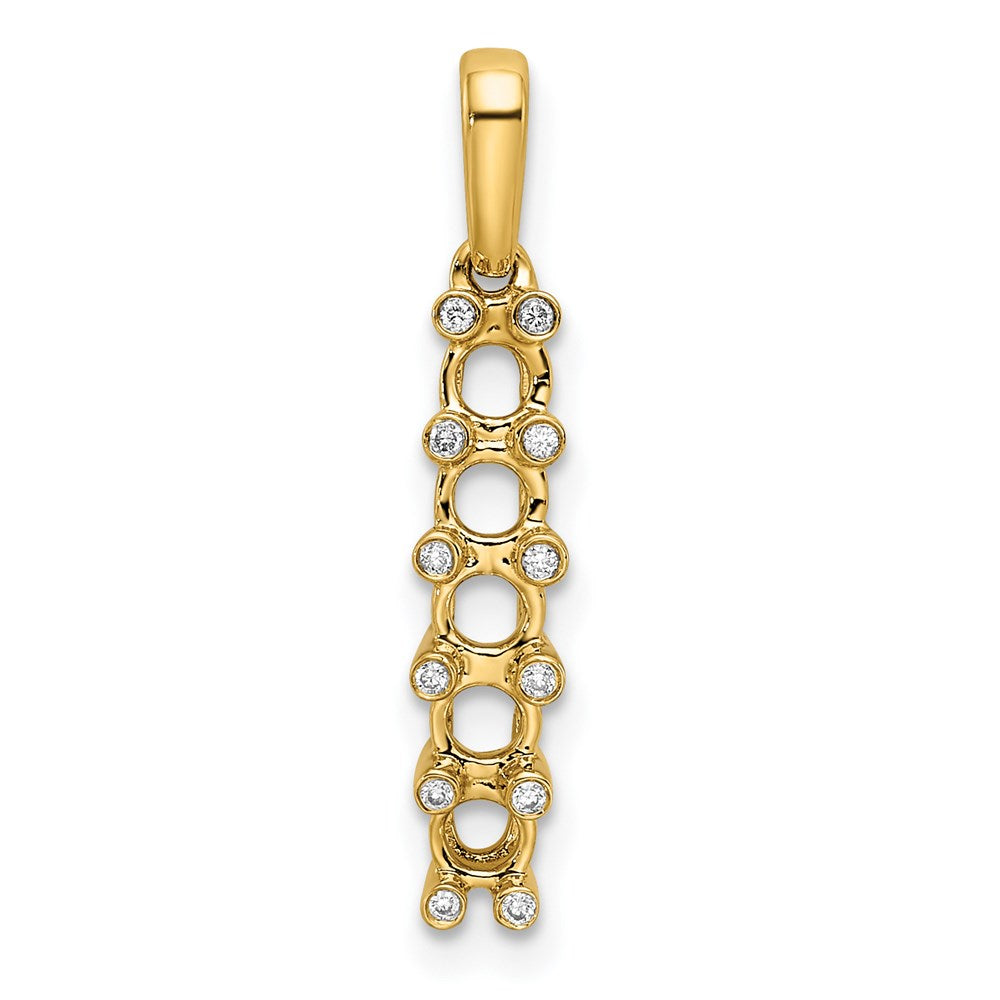 14K Yellow Gold Family Jewelry Synthetic Stone & Diamond Set Pendant