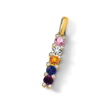 14K Yellow Gold Family Jewelry Synthetic Stone & Diamond Set Pendant