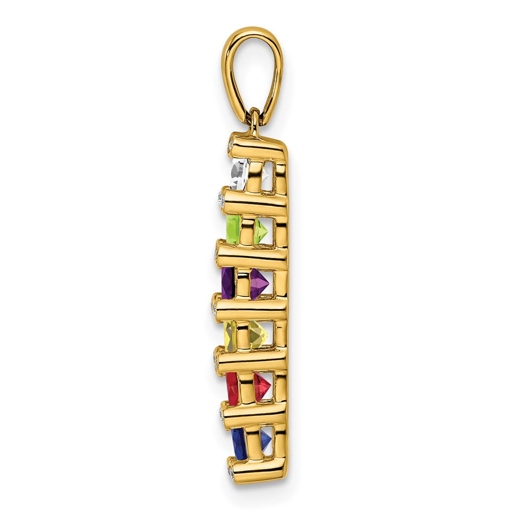 14K Yellow Gold Family Jewelry Geniune Stone & Diamond Set Pendant
