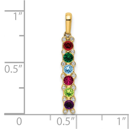 14K Yellow Gold Family Jewelry Geniune Stone & Diamond Set Pendant