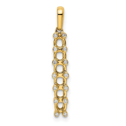14K Yellow Gold Family Jewelry Geniune Stone & Diamond Set Pendant