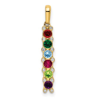 14K Yellow Gold Family Jewelry Synthetic Stone & Diamond Set Pendant