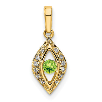 14K Yellow Gold Family Jewelry Genuine Stone & Diamond Set Pendant