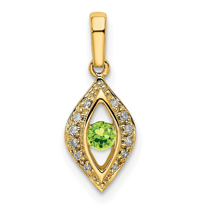 14K Yellow Gold Family Jewelry Genuine Stone & Diamond Set Pendant