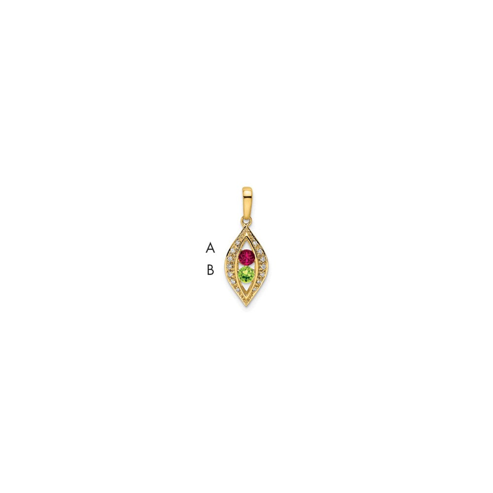 14K Yellow Gold Family Jewelry Genuine Stone & Diamond Set Pendant