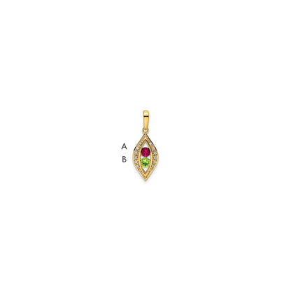 14K Yellow Gold Family Jewelry Genuine Stone & Diamond Set Pendant