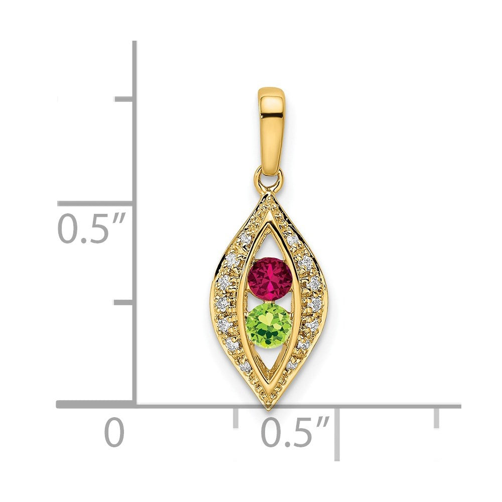 14K Yellow Gold Family Jewelry Synthetic Stone & Diamond Set Pendant