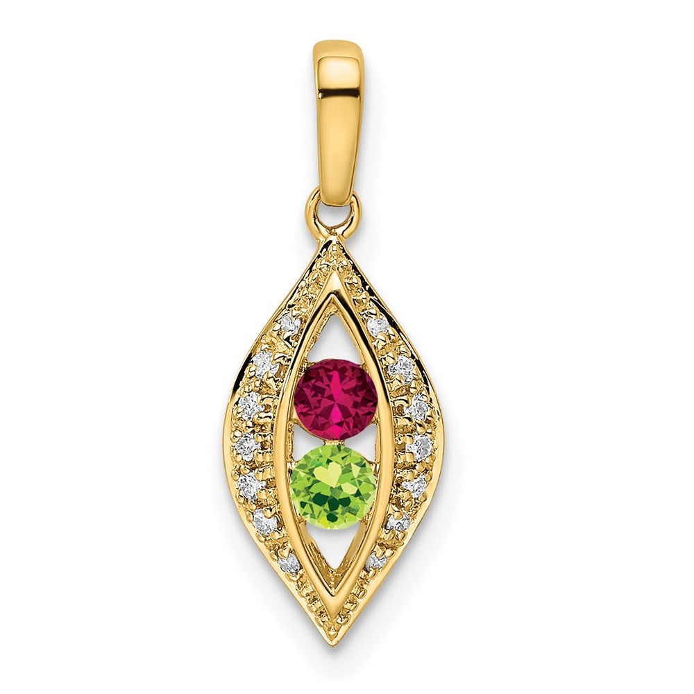 14K Yellow Gold Family Jewelry Synthetic Stone & Diamond Set Pendant
