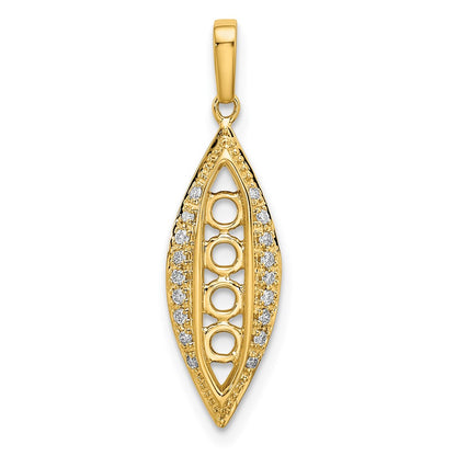 14K Yellow Gold Family Jewelry Genuine Stone & Diamond Set Pendant