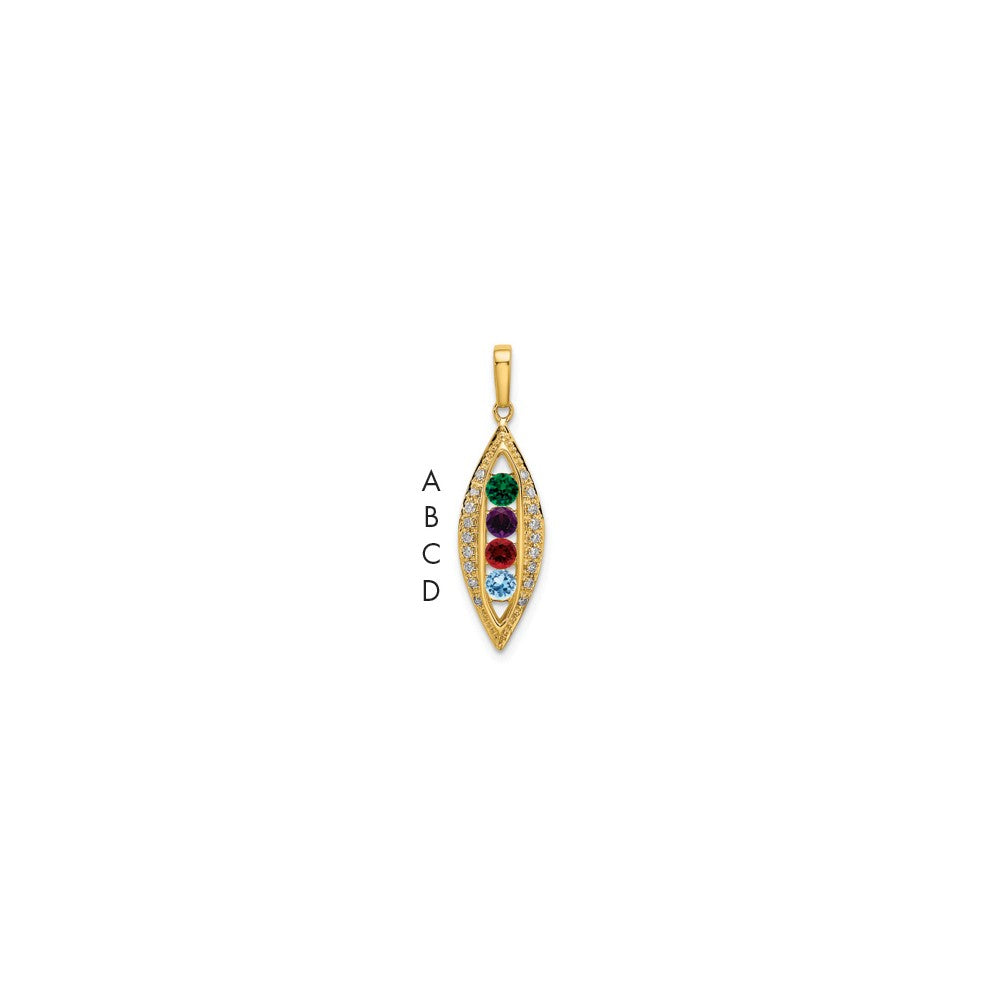 14K Yellow Gold Family Jewelry Genuine Stone & Diamond Set Pendant