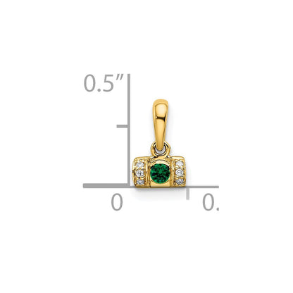 14K Yellow Gold Family Jewelry Geniune Stone & Diamond Set Pendant